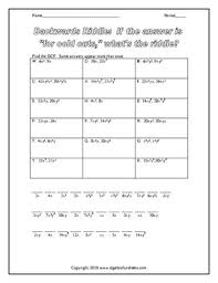 This factors worksheet is great for practicing finding the least common multiple and greatest common factor of number sets. Finding Gcf Of Monomials Worksheet By Algebra Funsheets Tpt
