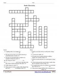 Static Electricity Crossword Puzzle Static Electricity Electricity Science Electricity