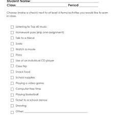 Reinforcement Menus For Behavior Management Plans