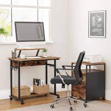 Grund genug, dass sie einen variablen schreibtisch mit rollen selber bauen. Vasagle Schreibtisch Lwd085b01 Mobiler Computertisch Mit Rollen Mit Monitoraufsatz 6 Haken 80 X 50 X 90 Cm Vintage Online Kaufen Otto