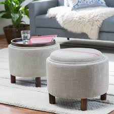 Belham Living Ingram Ottoman With Tray Table Www Hayneedle Com Round Storage Ottoman Round Ottoman Coffee Table Storage Ottoman