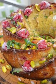 Raspberry And Rhubarb Drizzle Cake With Custard Recipe Recipe British Bake Off Recipes Bake Off Recipes Rhubarb And Custard