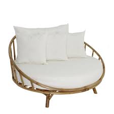 Olu Bamboo Large Round Patio Daybed With Cushions Patio Daybed Outdoor Sofa Patio Chairs