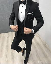 Black 3 Piece Suit Design New Design Black Groomsmen Wedding Tuxedos Custom Made For Groom Tuxedos Business Mens Suit Three Piece P Black Suit Wedding Groom Suit Black Wedding Suits Men