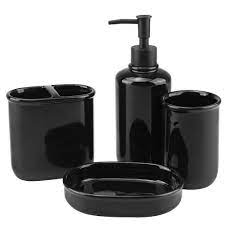 Check spelling or type a new query. 4 Piece Ceramic Bathroom Accessory Set Bathroom Accessories Set Includes Soap Dispenser Toothbrush Holder Tumbler Soap Dish Complete Bathroom Ensemble Sets For Bath Decor Ideas Home Gift Black Buy Online In Solomon Islands At