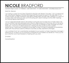 Sales Operations Manager Cover Letter Sample Cover Letter Templates Examples