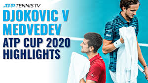 Both novak djokovic and daniil medvedev kicked off their 2020 atp finals debut in brilliant fashion on monday, with the latter defeating alexander their atp cup clash was sensational. Novak Djokovic Vs Daniil Medvedev Atp Cup 2020 Extended Highlights Youtube