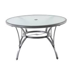 Hampton Bay Commercial Grade Aluminum Grey Round Glass Outdoor Dining Table Patio Table Top Metal Outdoor Table Round Patio Table