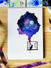 14 Easy And Beautiful Watercolor Painting Watercolor Painting Ideas For Beginn In 2020 Watercolor Paintings Painting Galaxy Painting