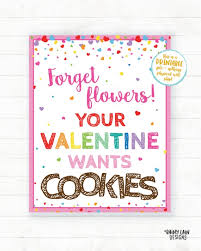 Forget Flowers Your Valentine Wants Cookies Sign Cookie Poster Cookie  Printable Sign Bake Sale Sign Fundraiser Booth Poster