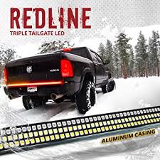 Amazon Com Opt7 60 Redline Triple Led Tailgate Light Bar W Sequential Amber Turn Signal 1 200 Led Solid Beam Weatherproof No Drill Install Full Function Reverse Brake Running Automotive