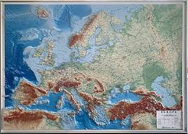 Europakarte alle länder in europa und hauptstädte. 3d Relief Karte Europa