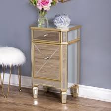 Wood storage desk with 6 drawers mirror with tempered glass and beveled edge decorative details. Glass Nightstands Bedside Tables Target