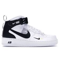 Nike Air Force 1 Mens Black High Top Air Force 1 Mid Utility White Black 804609 103 In 2020 Air Force 1 Mid Air Force Air Force 1