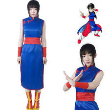 Chi Chi Costume Cosplay Dragon Ball Blue Cheongsam Trousers Sash Vintage Halloween Costume Chi Chi Dragon Ball