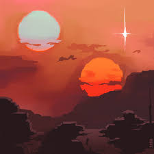 Binary Sunset By Oh Ok Neat Star Wars Background Star Wars Painting Star Wars Art Painting