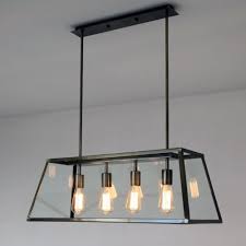 Modern Farmhouse 4 Light Island Chandelier In Black With Retangle Metal Shade Chandeliers