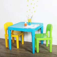 Humble Crew Kids Plastic Table And 2 Chairs Set Aqua Green Yellow Walmart Com Kids Table And Chairs Plastic Tables Table And Chair Sets