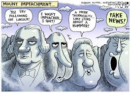 Cartoonists who have lampooned both administrations take aim differently now. Rob Rogers Mount Impeachment