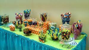 Instead of open bowls or plates of treats, they will be in easy grab individual portions. Retirement Party Candy Buffet Candy Party Retirement Celebration Work Party