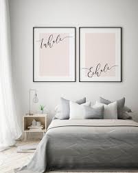 Blush Pink Inhale Exhale Prints Bedroom Art Wall Art Wall Decor Bedroom Bedroom Wall Bedroom Wall Art