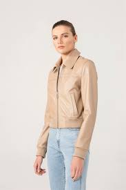 Erica Women College Beige Leather Jacket Black Noble Luxury Shearling Leather Jackets Women Beige Leather Jacket Leather Jacket