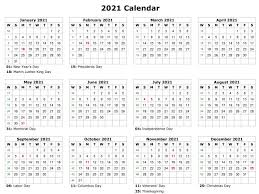 Yearly 2021 Calendar With Holidays 2021 Calendar In 2020 Calendar Template Printable Calendar Template Editable Calendar