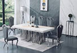This table comes with two leaves, so it can be extended to seat. Modern Living Room Rectangle Marble Top 1 8 Seats White Square Dining Table Set With Leather Chair China Rectangle Table White Cake Table Made In China Com