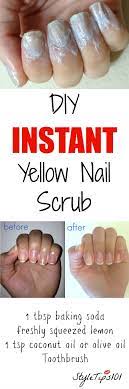 Use An Old Toothbrush And Scrub The Paste Directly Onto Your Fingernails To See Immediate Results Yellow Nails Nail Health Nail Care