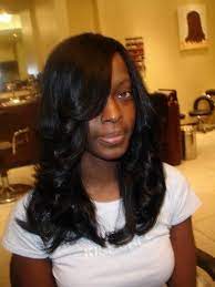 Feathered Curled Long Black Weave Hairstyles Thirstyroots Com Black Hairstyles Long Hair Styles Hair Styles Quick Weave Hairstyles