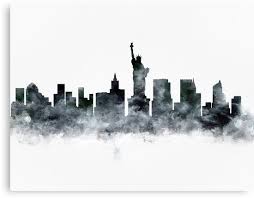 Black And White Skyline Canvas New York Skyline Canvas Print By Monnprint City Skyline Art Skyline Art Skyline Painting