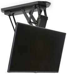 Ceiling Tv Mount For Monitors 23 42 Motorized Remote Control Included Black Mounted Tv Ceiling Tv Tv Ceiling Mount