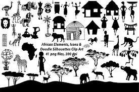 African Elements Icon Silhouettes By Frankiesdaughtersdesign On Creativemarket African Image Illustration Design Silhouette Clip Art