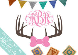 Download Free Svg Baby Girl Deer Antlers Monogram Svg Cutting Files Free Svg Files Cut
