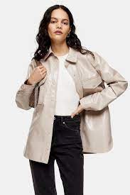 Topshop Pink Vinyl Faux Leather Shirt Leather Shirt Faux Leather Jackets European Clothing Brands