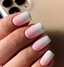 Probably a great choice when going to weddings or engagement parties where you can dress in frilly. Cute Pink And White Ombre Nails Short Ideas Cute Manicure