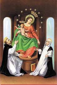 Immagine del quadro della madonna di pompei come era l'originale con santa rosa invece di santa caterina. Supplica Alla Regina Del Ss Rosario Di Pompei Www Maranatha It