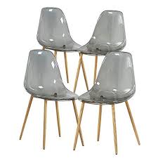 Amazon Desk Dining Accent Chair Greenforest Smoky Transparent Acrylic With Metal Leg Side Chairs Dining Contemporary Dining Chairs Minimal Chairs