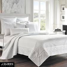Lyndon White Matte Satin Quilt Bedding by J Queen New York