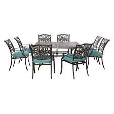 Outdoor Hanover Traditions 9 Piece Square Patio Dining Set In 2020 Blue Outdoor Furniture Outdoor Furniture Sets Outdoor Dining Set