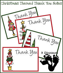 Free Christmas Thank You Notes | 3 Dinosaurs