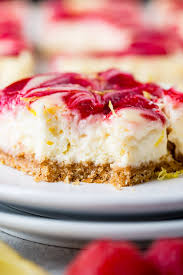 Gently shake the pan a little to even out the surface and remove. Swirled Raspberry Lemon Cheesecake Bars Oh Sweet Basil