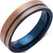 Rose Gold And Blue Opal Mens Ring Mens Wedding Rings Vintage Rose Gold Mens Ring Mens Wedding Rings Gold