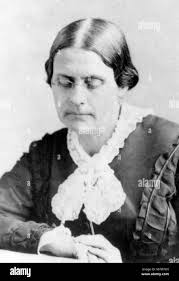 Susan B Anthony. Portrait of Susan Brownell Anthony (1820-1906), American  suffragists and social reformer, by Matthew Brady, c.1870 Stock Photo