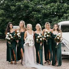 Here S Another Fave From Hannah Drew S Byron Bay Wedding Featured Fresh On The Blog Today Dark Green Bridesmaid Dress Green Wedding Dresses Green Bridesmaid