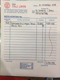 Untuk bisnis restoran, biasanya menggunakan desain memanjang secara horizontal. Contoh Nota Penjualan Pembelian Dinas Kontan Laundry Dll