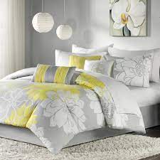 Chic home serenity yellow & grey 10 piece comforter bed in a bag set. Madison Park Lola Comforter Set Gray Yellow 10063823 Hsn