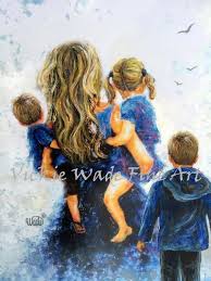 Mother Two Sons And Daughter Art Print Two Boys And Girl Etsy Diseno Madre E Hija Dibujo Madre E Hija Mujer Embarazada Dibujo