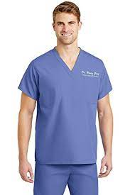 Amazon Com Docaz0n Personalized Embroidered Name Scrub Top Bottom Set For Medical Professional Doctor Physician Nurse Md Do Pa Np Student Med Tech Mls Lab Surgery Laboratory Ceil Blue Men