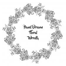 Download Hand Drawn Black And White Floral Wreath For Free Floral Wreath Flower Tattoo Hand How To Draw Hands